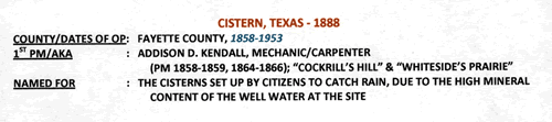 Cistern TX Fayette Co1888 Postmark 