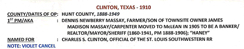 Clinton TX Hunt County  town & post office info