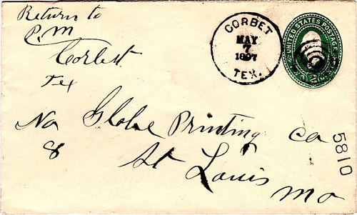 Navarro County  Corbet TX Postmark