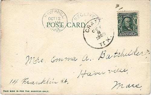 Craft, Texas  Cherokee County 1906 postmark