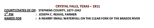 Crystal Falls TX - Stephens County 1911 Postmark 