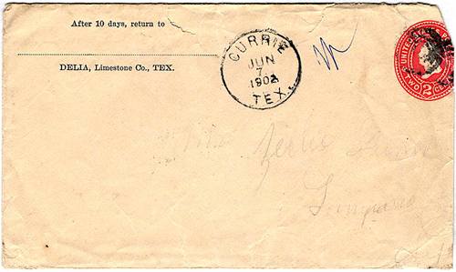 Currie TX 1902 Postmark