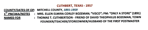 Cuthbert TX Mitchell County info