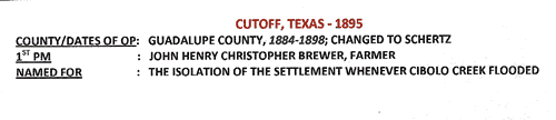 Cutoff TX 1895 postmark info