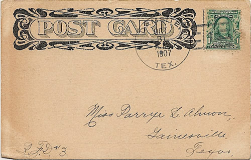Damsite, Texas, Hardeman County, 1907 postmark