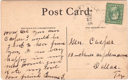 Deweyville TX - Newton County  1910 Postmark