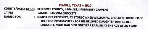 Dimple TX 1910 Postmark