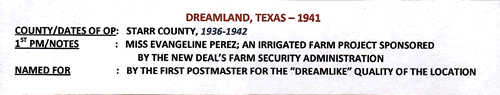 Dreamland TX 1941 cancelled postmark  info