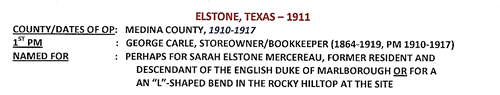 Elstone TX - Medina County 1911 Postmark 