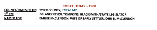 Emilee TX 1900 post mark