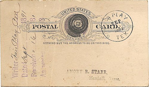 Fair Play TX, Panola County 1891  postmark 