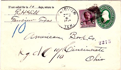 Fair View TX - Wilson County 1895 postmark 