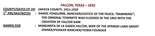 Falcon TX Zapata County 1932 Postmark