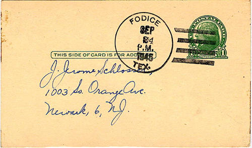 Fodice TX 1945 postmark