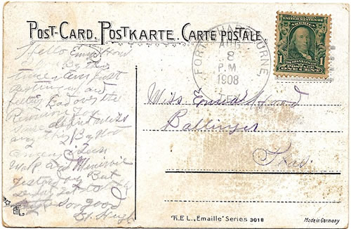 Fort Chadbourne TX 1908 Postmark