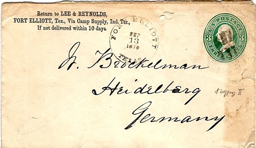 Fort Elliott TX 1879 postmark