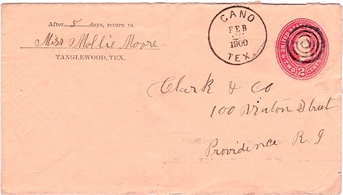 Gano TX Williamson County 1900 Postmark