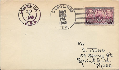 Gasoline, TX, Briscoe County, 1940 Postmark