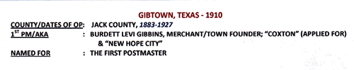 Gibtown TX Jack County 1910 Postmark