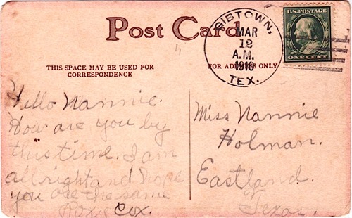 Gibtown TX Jack County 1910 Postmark