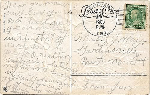 Hagerman TX - Grayson County, 1909 Postmark