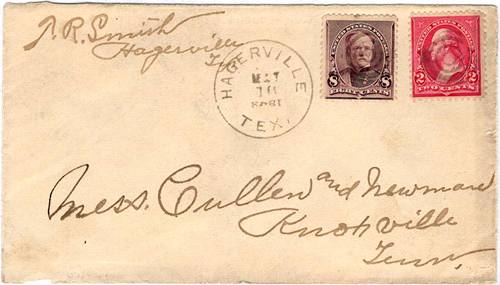 Hagerville TX Houston Co 1898 Postmark