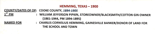 Hemming TX, Cooke County post office info