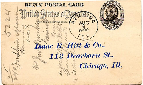 Hemming TX, Cooke County  1900 post mark
