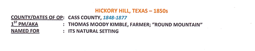 Hickory Hill TX 1850s Postmark