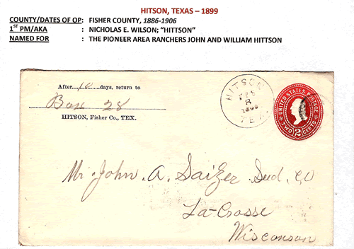 Hitson TX 1899 Postmark