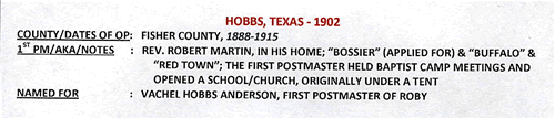 Hobbs Texas 1902 postmark