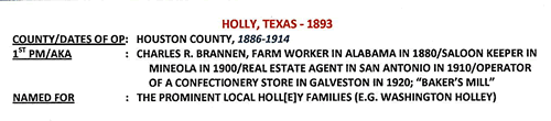 Holly TX Houston Co 1893 Postmark 