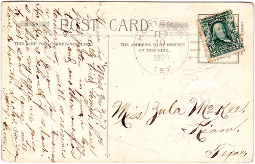Hortense TX  Polk County 1909 postmark