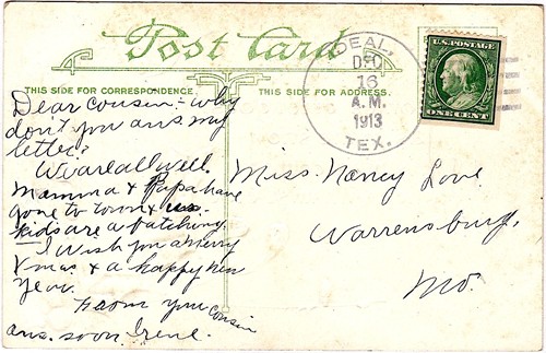 Ideal, Texas, Sherman County 1913 postmark