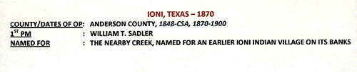 Ioni TX - Anderson County 1870 Postmark Info