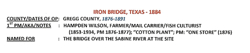 Iron Bridge, TX - Gregg County post office info