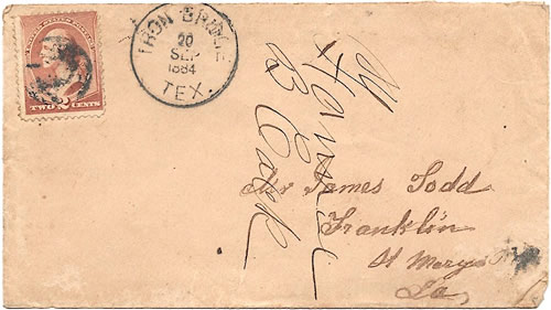 Iron Bridge, TX - Gregg County 1884 Postmark 