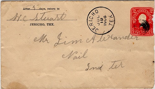 Jericho TX Donley County 1906 Postmark 