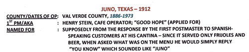 Juno TX 1912 postmark