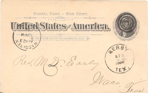 Kerby, TX, Hill County - 1896 postmarkPost