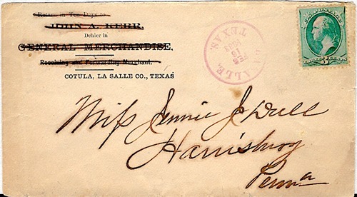 La Salle, TX 1883 postmark