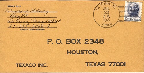 El Paso  County La Tuna TX  1965 Postmark