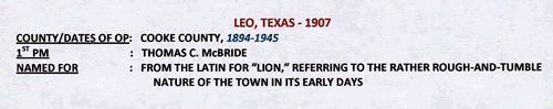 Leo TX - Cooke Co 1907 Postmark info