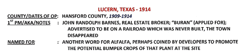 Lucern, Texas 1914 postmark info