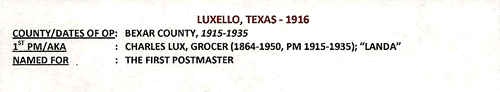 Luxello, TX, Bexar Co post office info