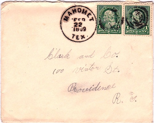Mahomet TX 1899 postmark