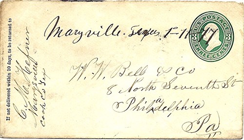 Marysville TX Cooke Co 1877 Postmark