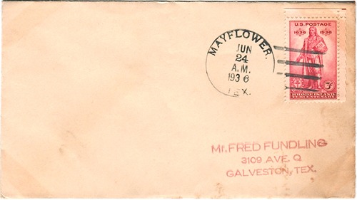 Mayflower TX Newton County 1936 Postmark 