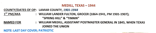 Medill, TX, Lamar County  post office info