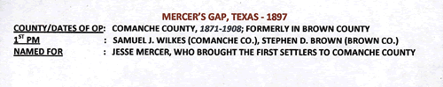 TX Comanche County - Mercer's Gap  1897 Postmark